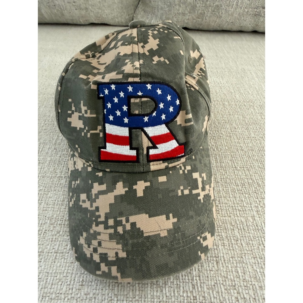 Rutgers Scarlet Knights Camo Hat American Flag Adjustable Cap Digital Camouflage
